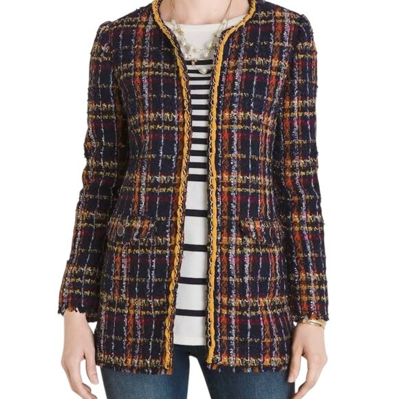 Chico’s Tweed Playful Plaid Mid Length Open Front Blazer Jacket NWT (4P) - Picture 16 of 16
